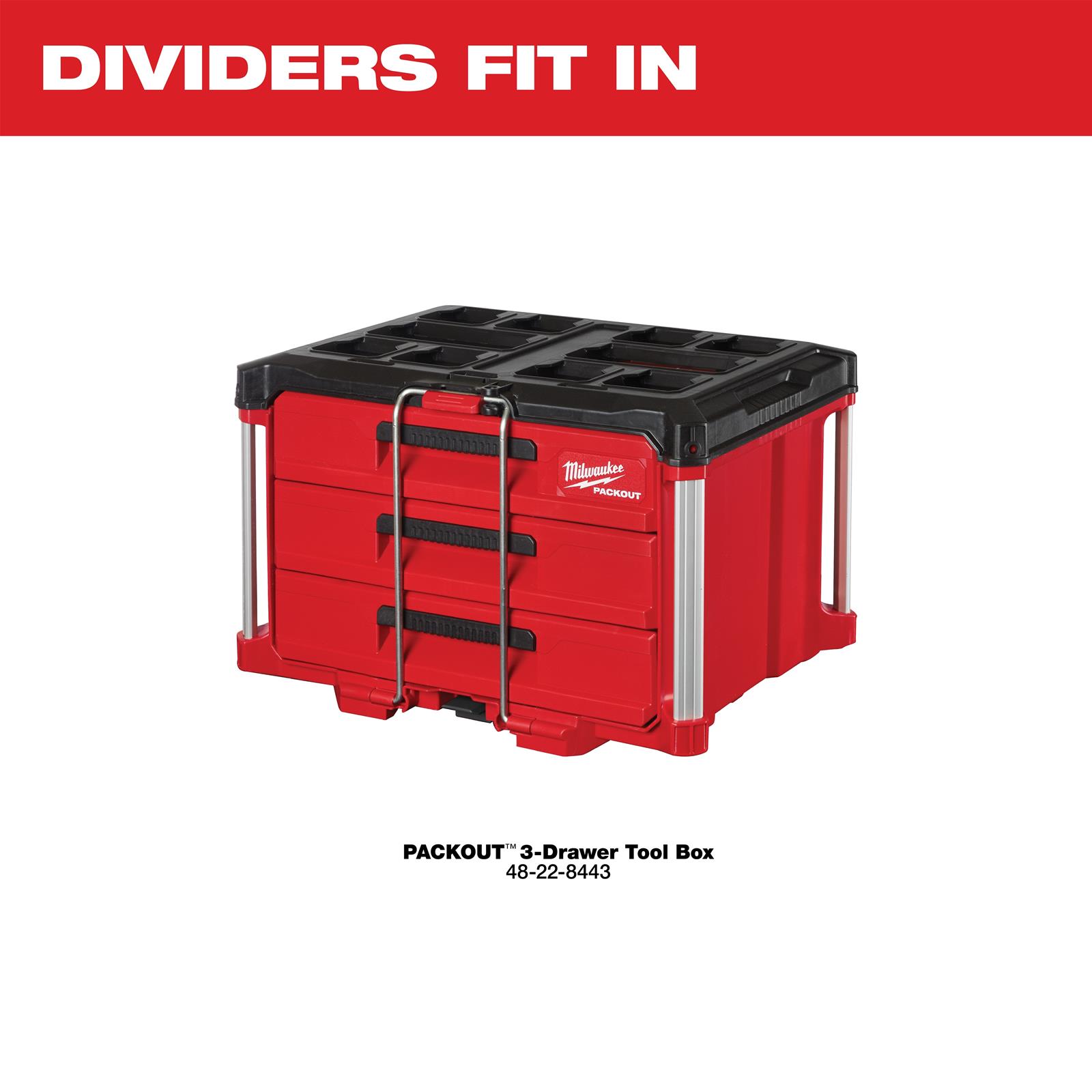 拘りのコレクションボックス 25仕切りマス　ホワイトオーク　アラレ組　3セット Milwaukee Tool 48-22-8473 Milwaukee PACKOUT 3-Drawer Toolbox