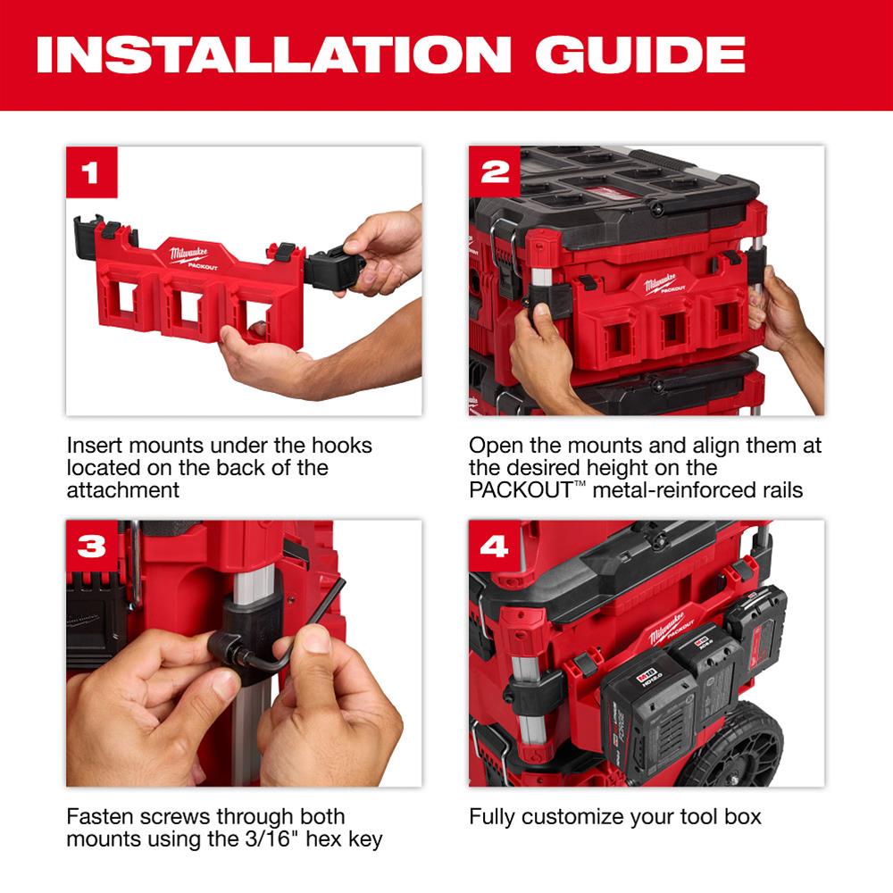 Milwaukee Tool 48-22-8606 Milwaukee PACKOUT Toolbox 3-Hook