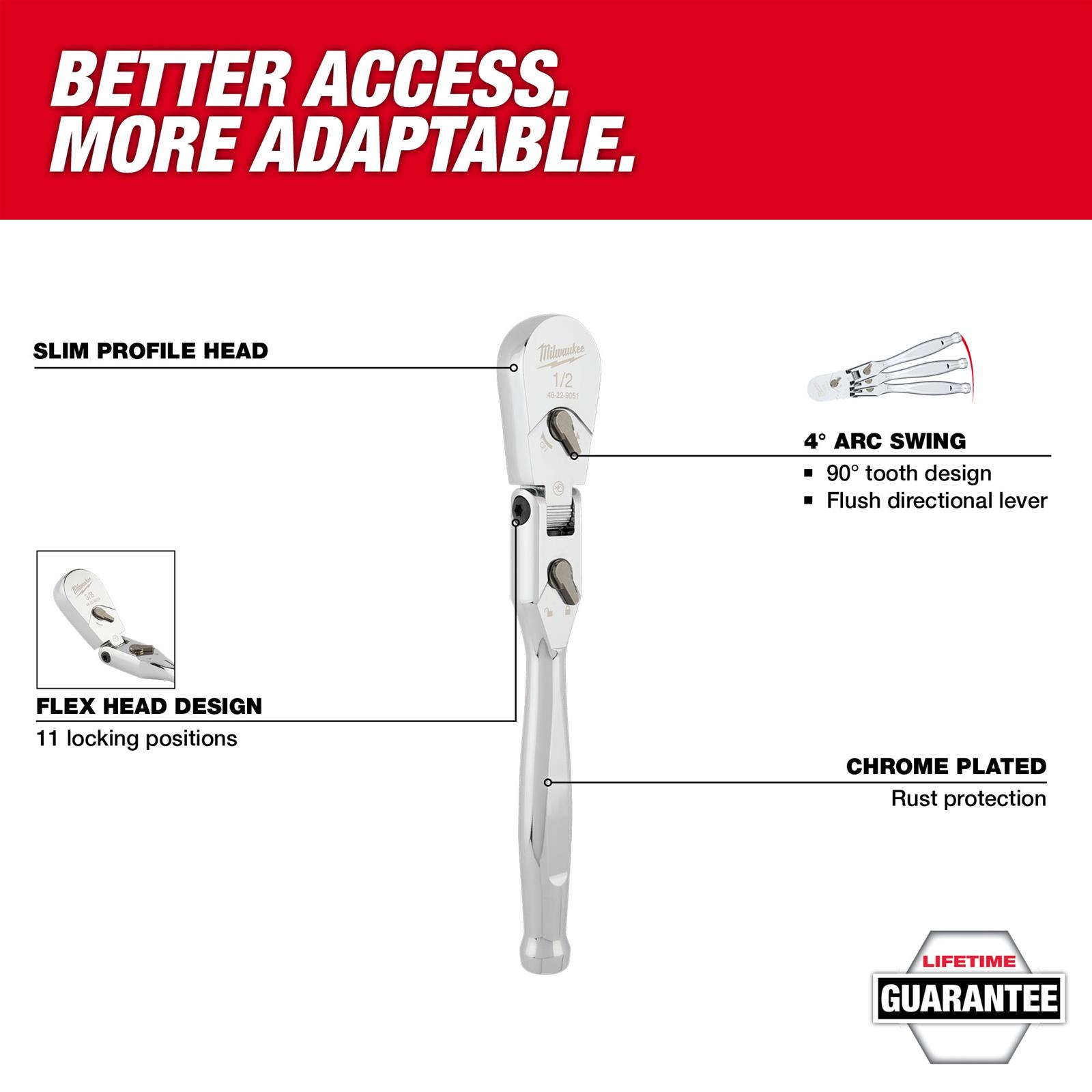 Milwaukee Tool 48-22-9052 Milwaukee Flex Head Ratchets | Summit Racing