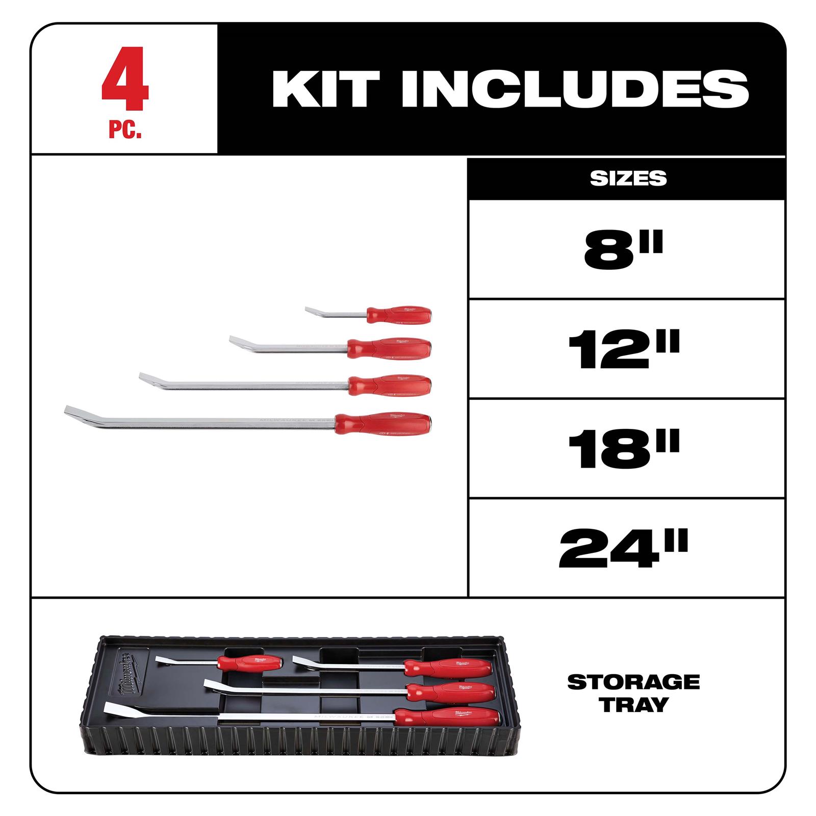 Milwaukee Tool 48-22-9214 Milwaukee 4-Piece Pry Bar Sets | Summit