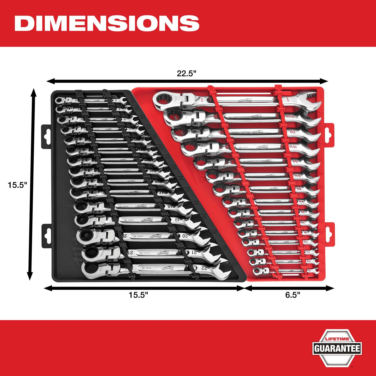 Milwaukee Tool 48229513 Milwaukee 15Piece Flex Head Ratcheting Combination Wrench Sets
