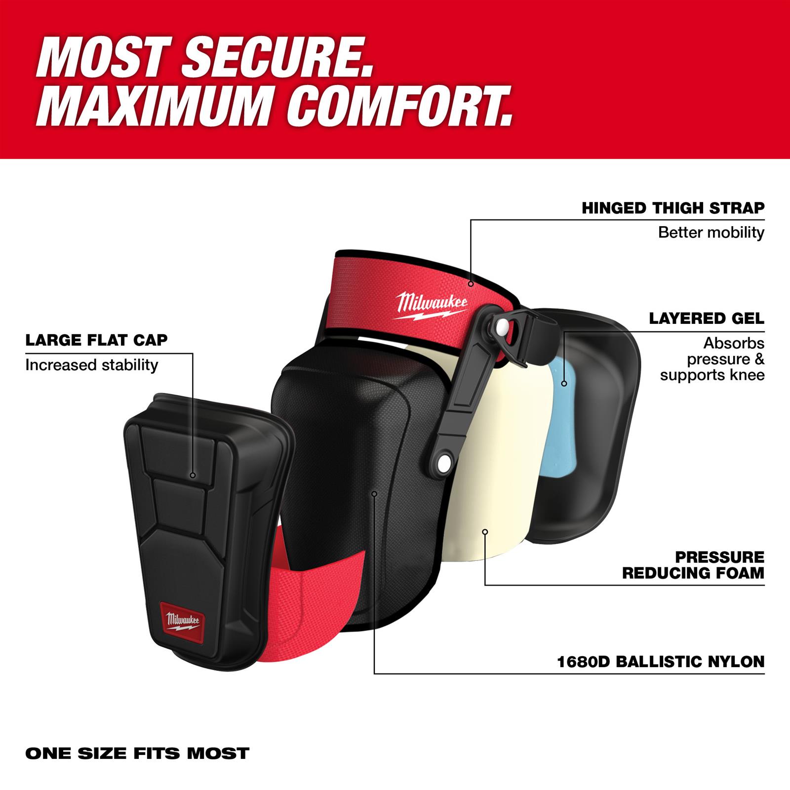 Milwaukee Tool 48736051 Milwaukee Stabilizer Performance Knee Pads