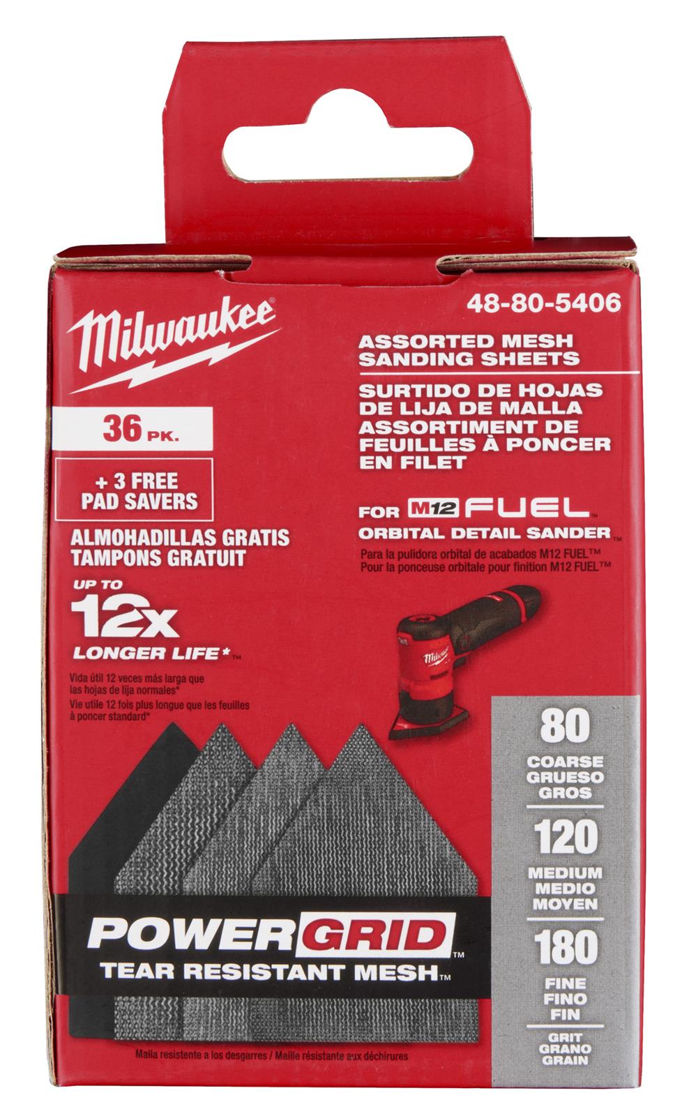 Milwaukee Tool 48805406 Milwaukee Mesh Sanding Sheets for M12 FUEL Orbital Detail Sander