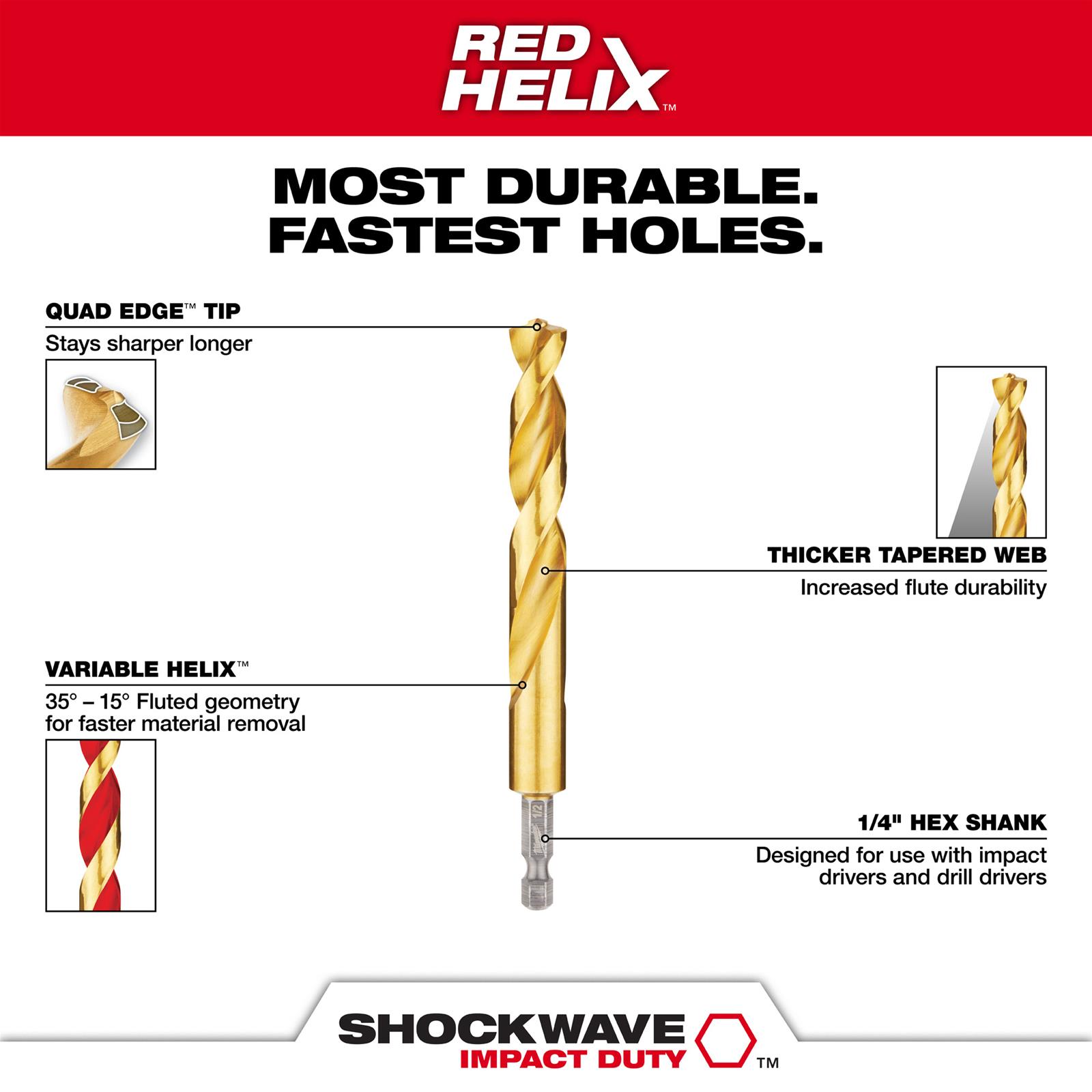 Milwaukee Tool 48-89-4631 Milwaukee SHOCKWAVE Titanium Drill Bit