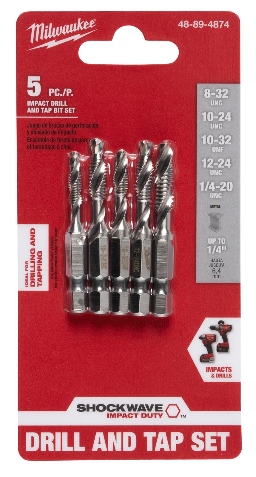 Milwaukee Tool 48894874 Milwaukee SHOCKWAVE Impact Drill and Tap Sets