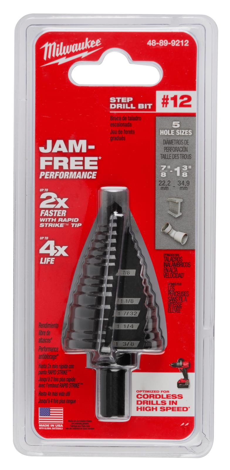 Milwaukee Tool 48-89-9212 Milwaukee Jam-Free Step Drill Bit Sets