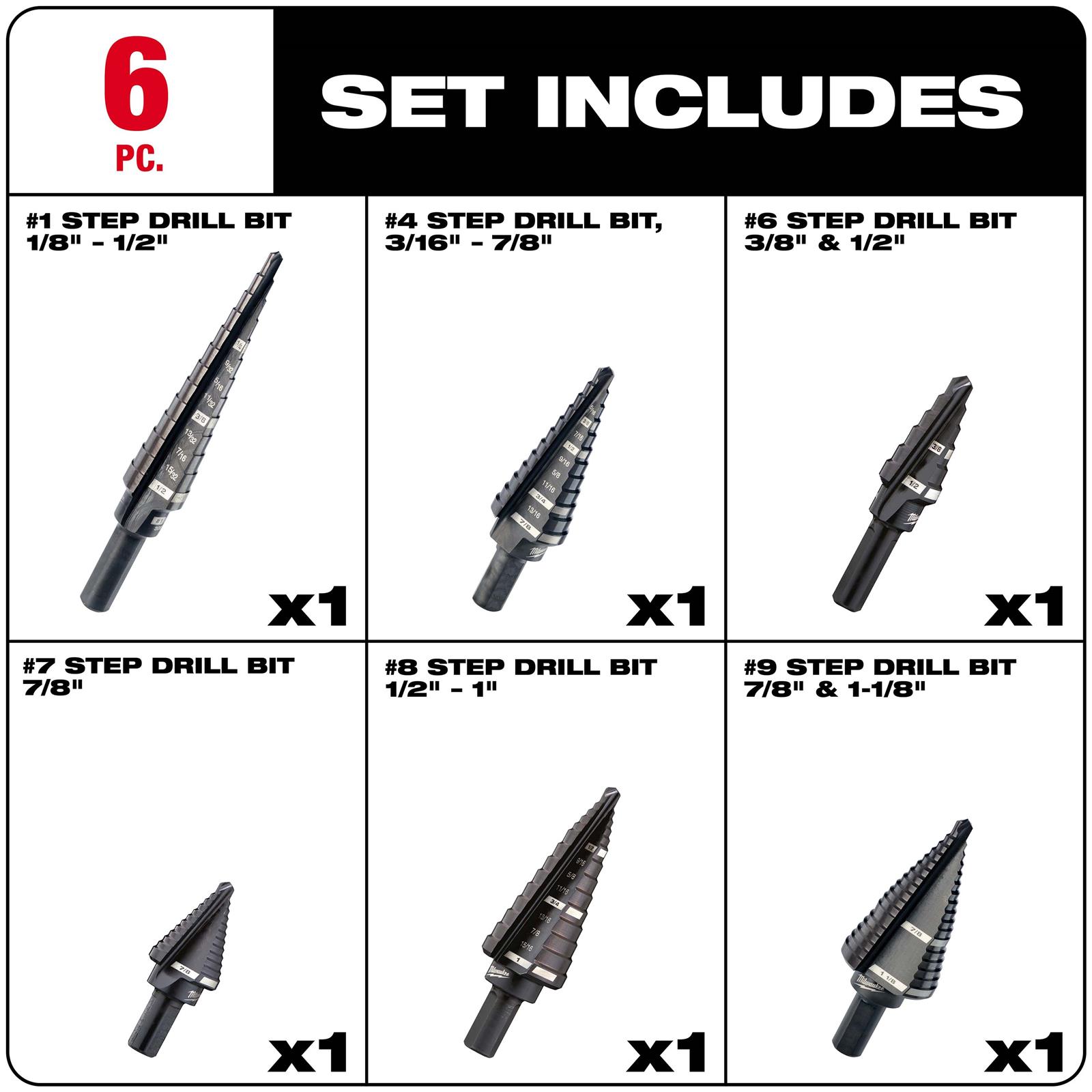 Milwaukee Tool 48-89-9224 Milwaukee Jam-Free Step Drill Bit Sets