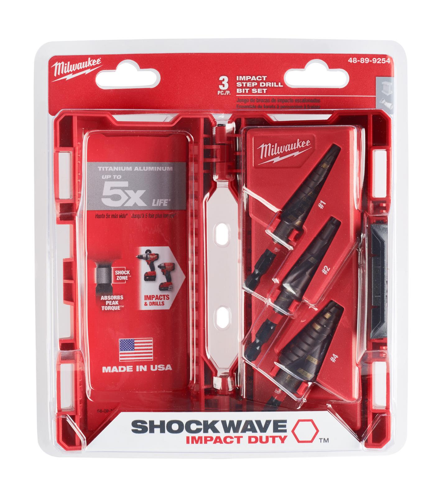 Milwaukee Tool 48899254 Milwaukee SHOCKWAVE Impact Duty Step Drill Bits Summit Racing