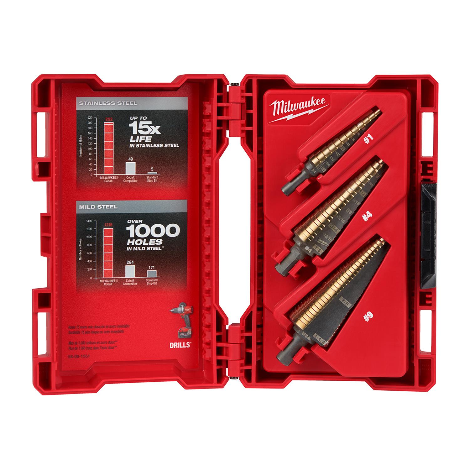 Milwaukee Tool 48899291 Milwaukee JamFree Step Drill Bit Sets