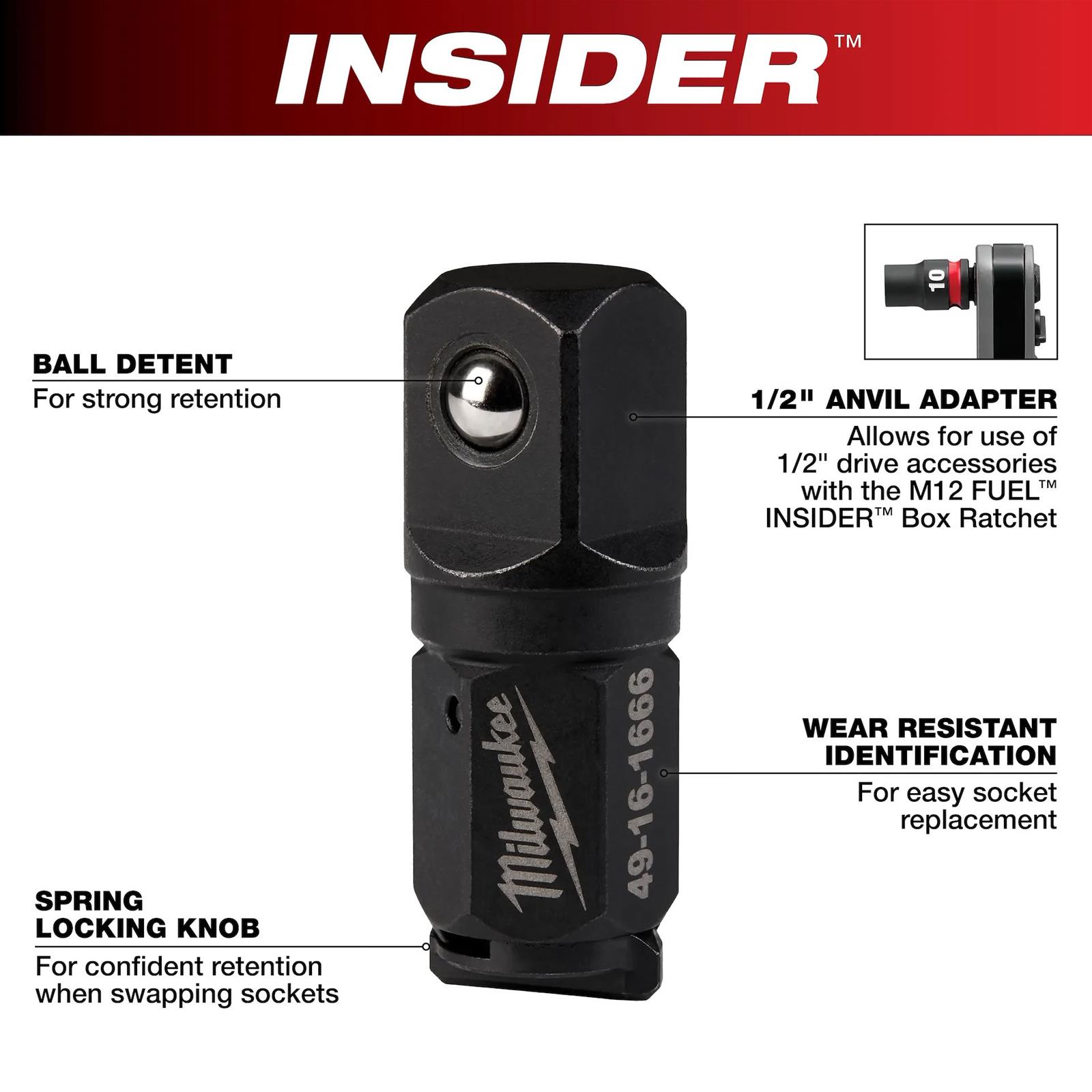 Milwaukee Tool 49-16-1666 Milwaukee INSIDER Anvil Adapters