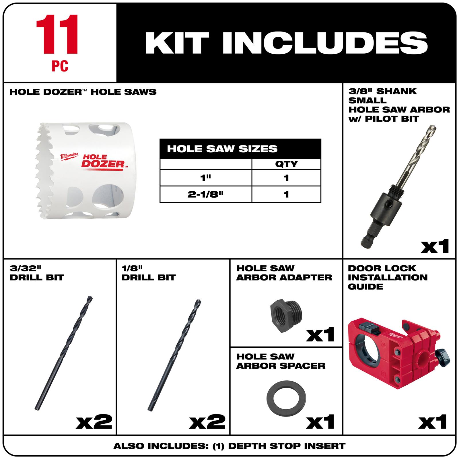 Milwaukee Tool 49224073 Milwaukee Hole Dozer Door Lock Hole Saw Kits