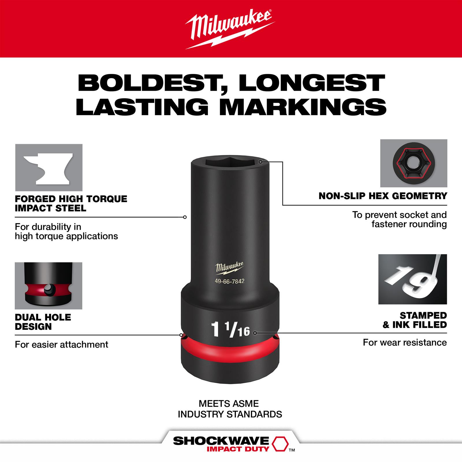 Milwaukee Tool 49-66-7842 Milwaukee SHOCKWAVE Impact Duty Sockets