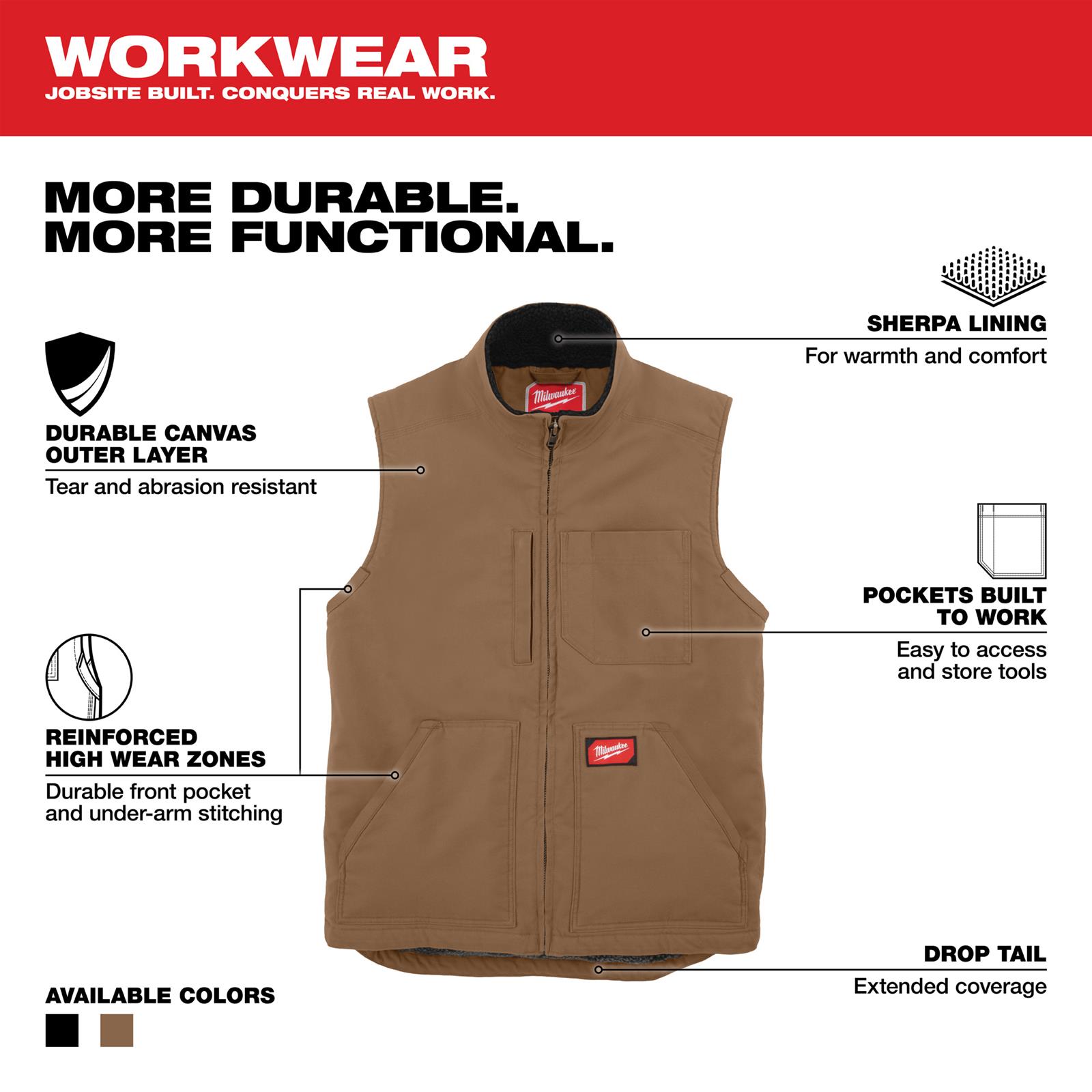 Milwaukee Tool 801BR-XL Milwaukee Heavy-Duty Sherpa-Lined Vests