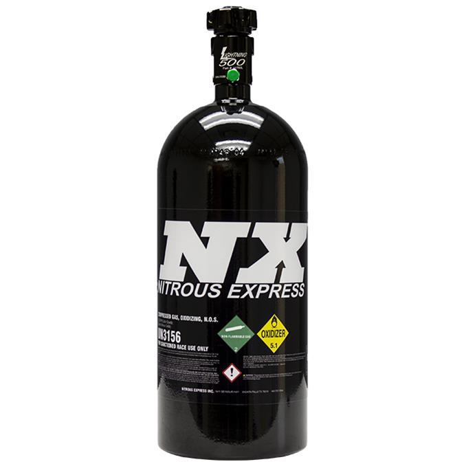 Nitrous Express 10lb Bottle w/Lightning 500 Valve 6AN Nipple (6.89 x 20.19) - Black