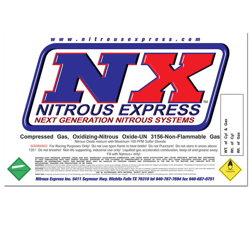 Nitrous Express (NX) Decal 10 lb. Bottle Sticker Vinyl Nitrous Express