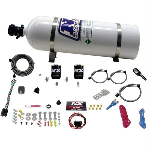 Nitrous Express 11-15 Ford Mustang GT 5.0L Coyote Single Nozzle Nitrous Kit (35-150HP) w/15lb Bottle