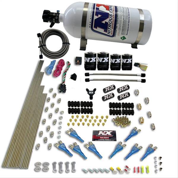 Nitrous Express 8 Cyl Shark Direct Port 4 Solenoids Nitrous Kit (200-600HP) w/10lb Bottle