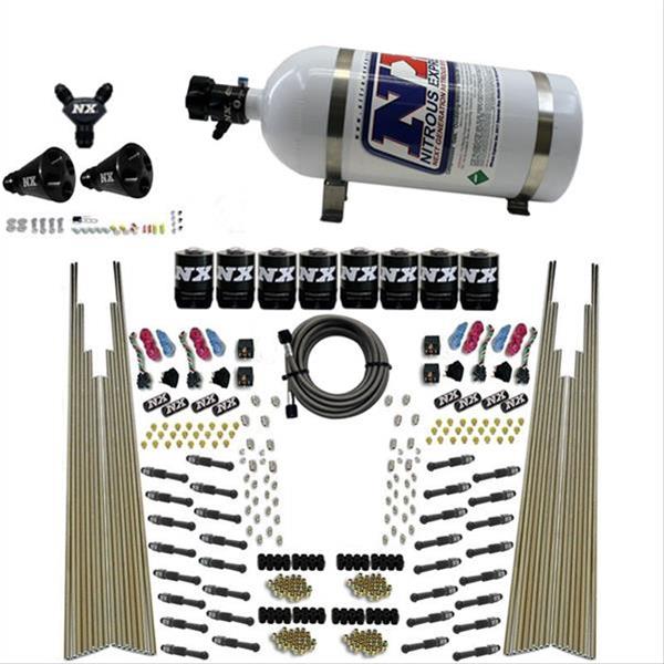 Nitrous Express 8 Cyl Dry Direct Port Four Stage 8 Solenoids Nitrous Kit (200-600HP) w/10lb Bottle