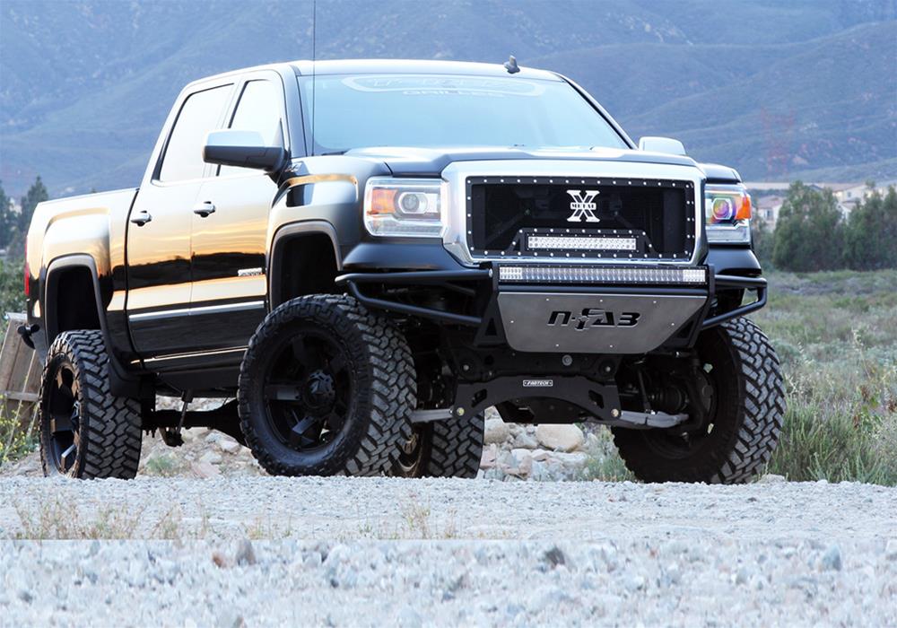 N-FAB Full Replacement R.S.P. Front Bumpers for 2014-2015 SILVERADO 1500 - C141LRSP Bumper, R.S.P., Front, Tube Style, Steel, Black Powdercoated, Chevy, Each