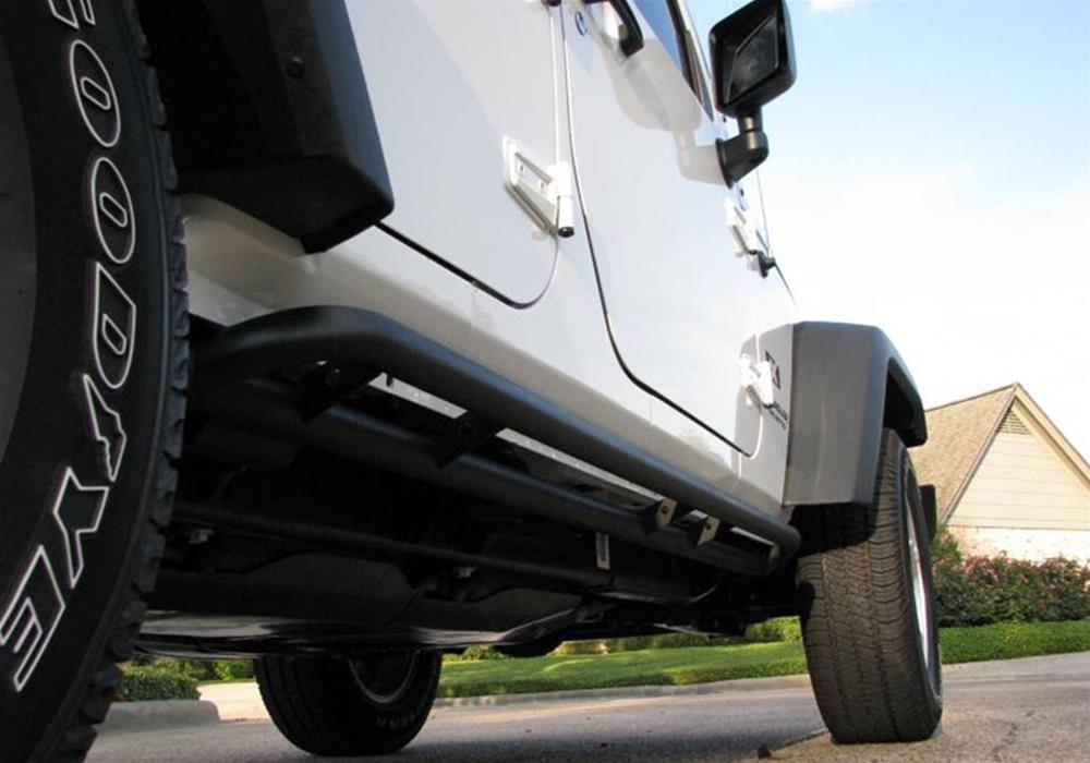 N-FAB RKR Rails for 2007-2017 WRANGLER, 2018 WRANGLER JK - J074RKR Rocker Guards, Rock Rails, Bolt-on, Steel, Black Textured Powdercoated, Jeep, Pair thumbnail 2