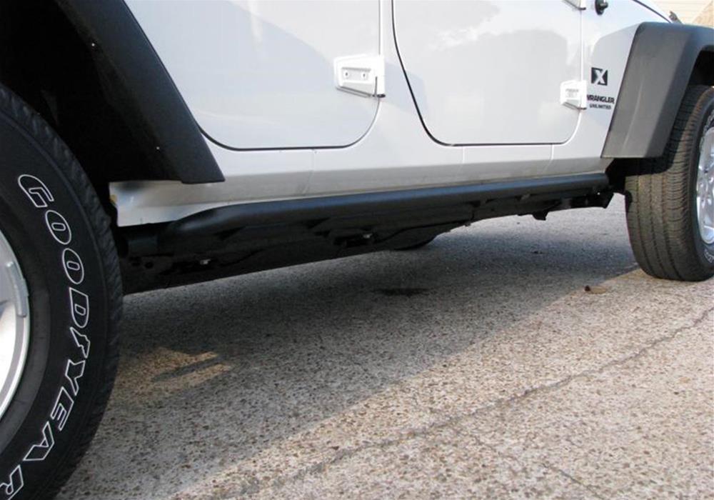 N-FAB RKR Rails for 2007-2017 WRANGLER, 2018 WRANGLER JK - J074RKR Rocker Guards, Rock Rails, Bolt-on, Steel, Black Textured Powdercoated, Jeep, Pair
