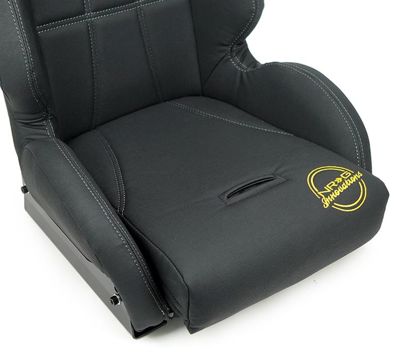 NRG Defender Water Resistant Steel Frame Suspension Seats Black w/ Black Trim & Yellow Embroidery thumbnail 2