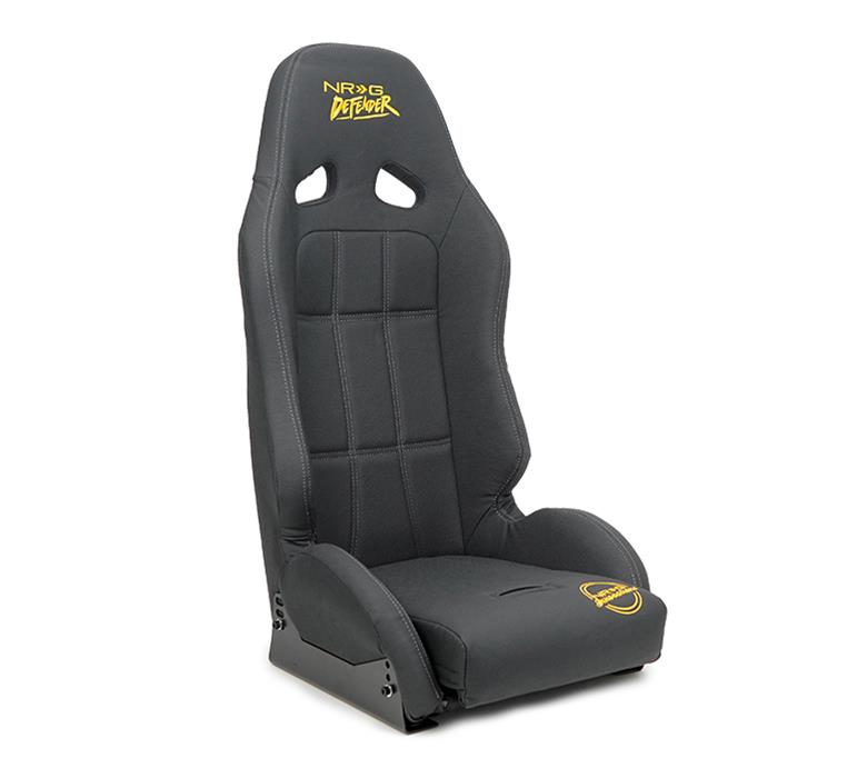 NRG Defender Water Resistant Steel Frame Suspension Seats Black w/ Black Trim & Yellow Embroidery thumbnail 4
