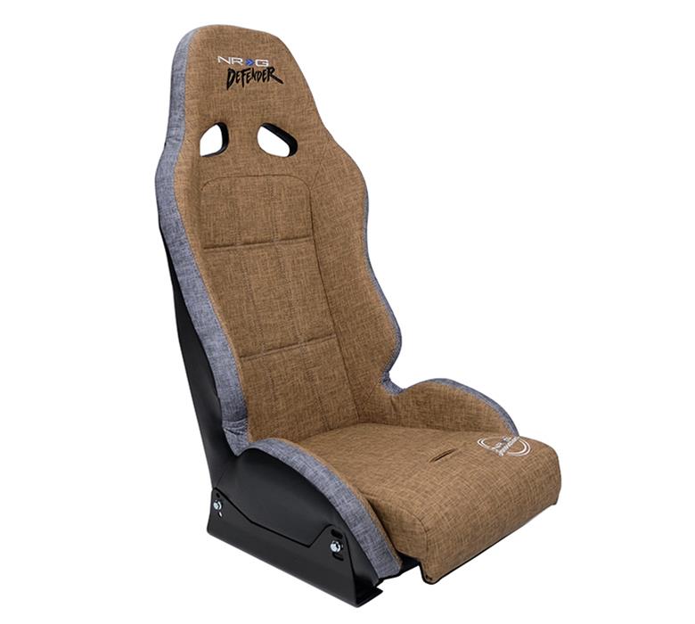 NRG Defender Seat Steel Frame Suspension - Brown w/ Gray Trim w/ Defender Logo - w/ Side Bracket thumbnail 3