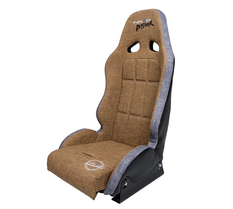NRG Defender Seat Steel Frame Suspension - Brown w/ Gray Trim w/ Defender Logo - w/ Side Bracket thumbnail 2