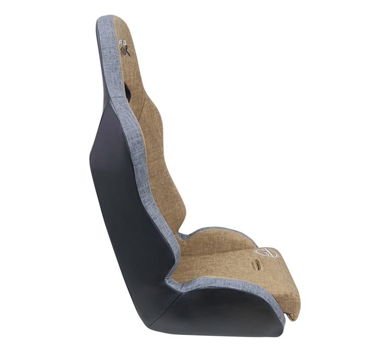 NRG Defender Suspension Brown Cloth Seat DF-100BR water resistant steel frame suspension seats with Grey trim w/ logo thumbnail 6