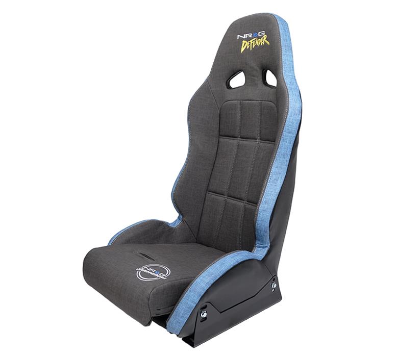 NRG GT Retro Bucket Seat - Black PVC Leather Yellow Stitching Yellow Glitter Fiberglass Back thumbnail 3