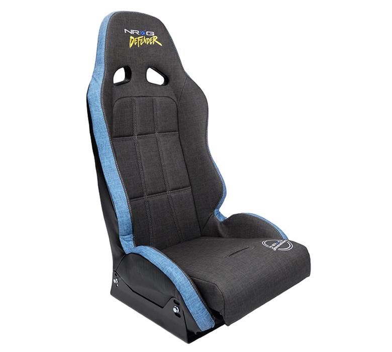 NRG GT Retro Bucket Seat - Black PVC Leather Yellow Stitching Yellow Glitter Fiberglass Back thumbnail 2