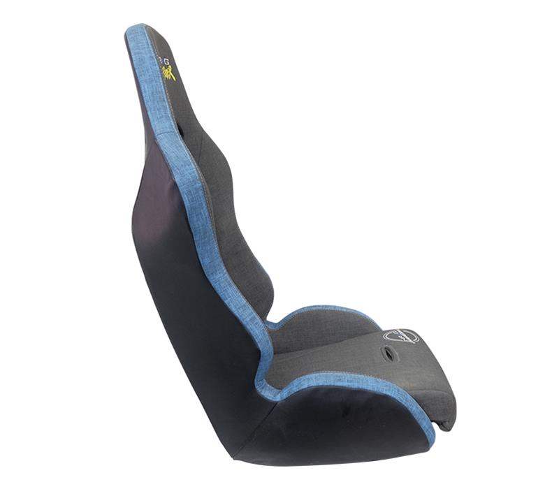 NRG Defender Suspension Gray Cloth Seat DF-100GY water resistant steel frame suspension seats Grey with Blue trim w/ logo thumbnail 5