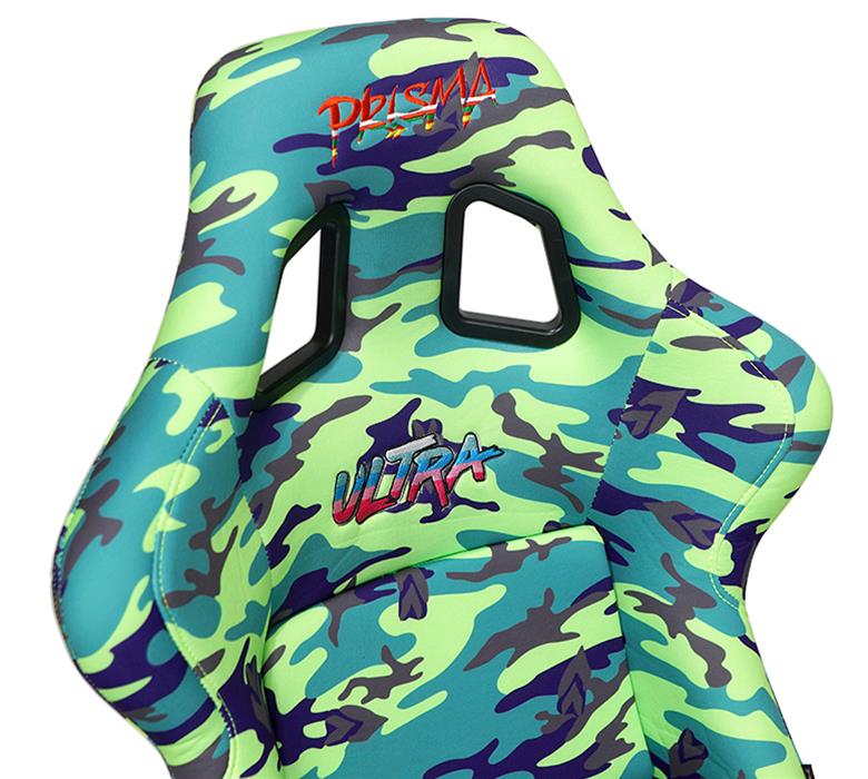 NRG FRP Bucket Seat PRISMA Green Camo Edition Vegan Matl. w/ Phone Pkt. - Green pearl back - Large