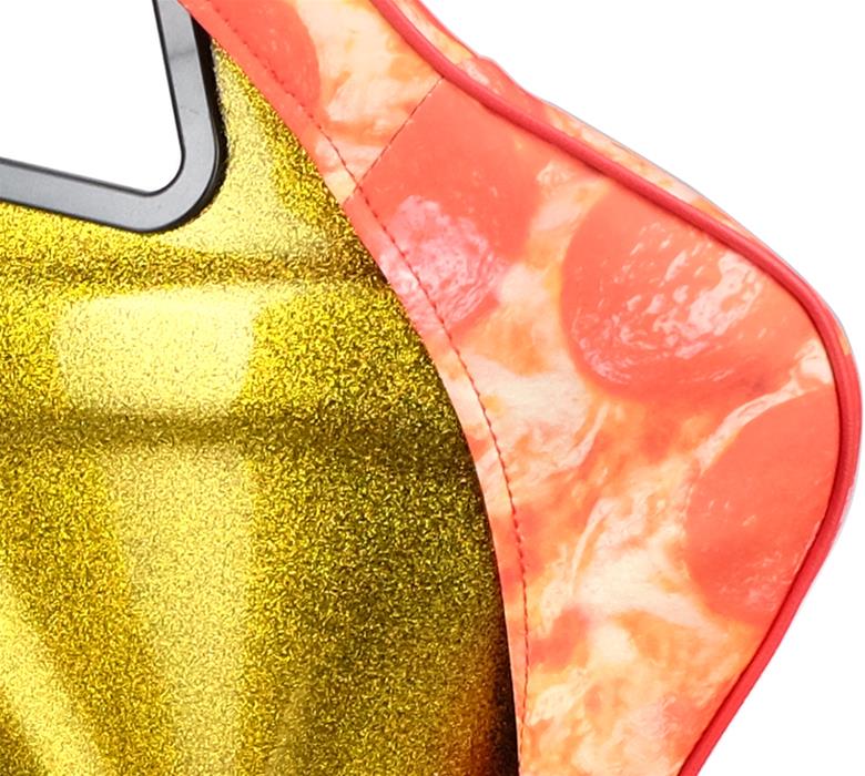 NRG FRP Bucket Seat PRISMA ULTRA SLICE Edition W/ Gold Pearlized Back Pizza Microfiber Print - Large