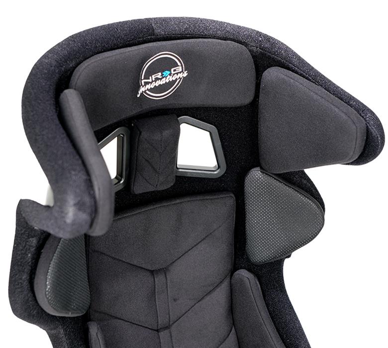 NRG FIA Competition Seat w/ Head Containment & Comp Fabric FIA Velcro Paddings - Thin Cushion (Blk)