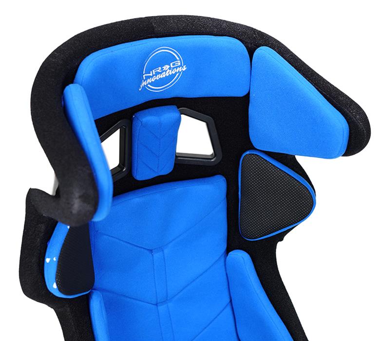 NRG FIA Competition Seat w/ Head Containment & Comp Fabric Velcro Paddings Small Thin Cushion - Blue