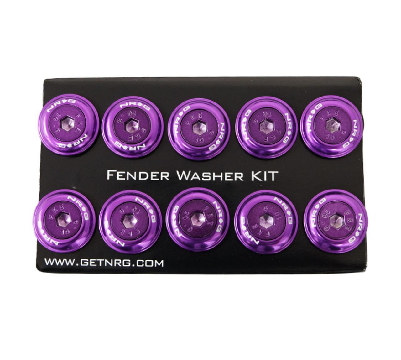 NRG Fender Washer Kit w/Color Matched M6 Bolt Rivets For Plastic (Purple) - Set of 10