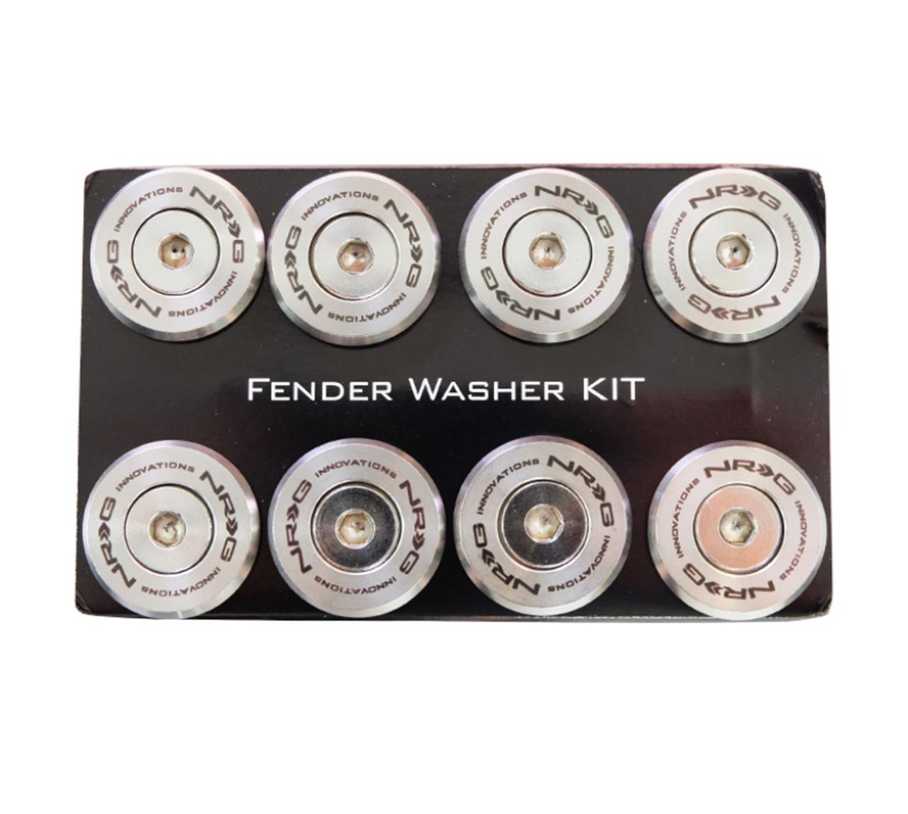 NRG Fender Washer Kit w/Rivets For Metal (Silver) - Set of 10