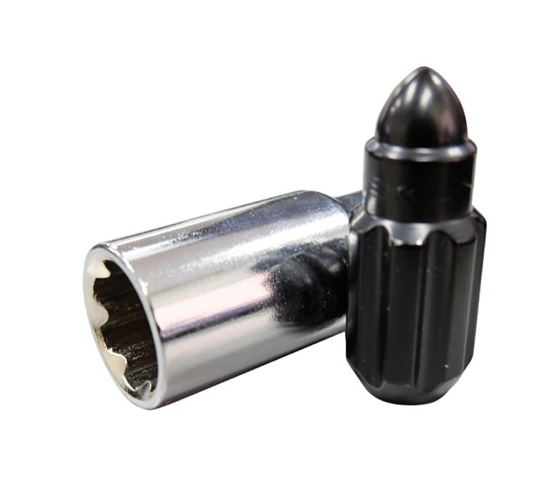 NRG 500 Series M12 X 1.5 Bullet Shape Steel Lug Nut Set - 21 Pc w/Lock Key - Black thumbnail 4