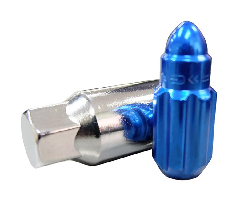 NRG 500 Series M12 X 1.25 Bullet Shape Steel Lug Nut Set - 21 Pc w/Lock Key - Blue thumbnail 4