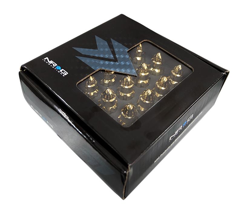 NRG 500 Series M12 X 1.25 Bullet Shape Steel Lug Nut Set - 21 Pc w/Lock Key - Chrome Gold thumbnail 3
