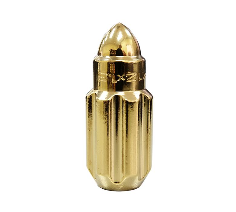 NRG 500 Series M12 X 1.25 Bullet Shape Steel Lug Nut Set - 21 Pc w/Lock Key - Chrome Gold thumbnail 6