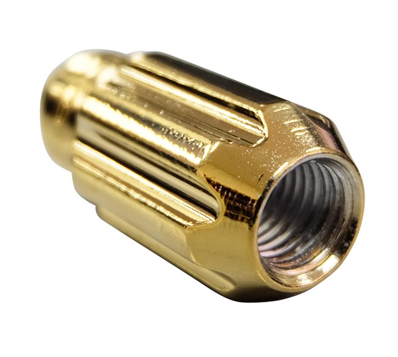 NRG 500 Series M12 X 1.25 Bullet Shape Steel Lug Nut Set - 21 Pc w/Lock Key - Chrome Gold