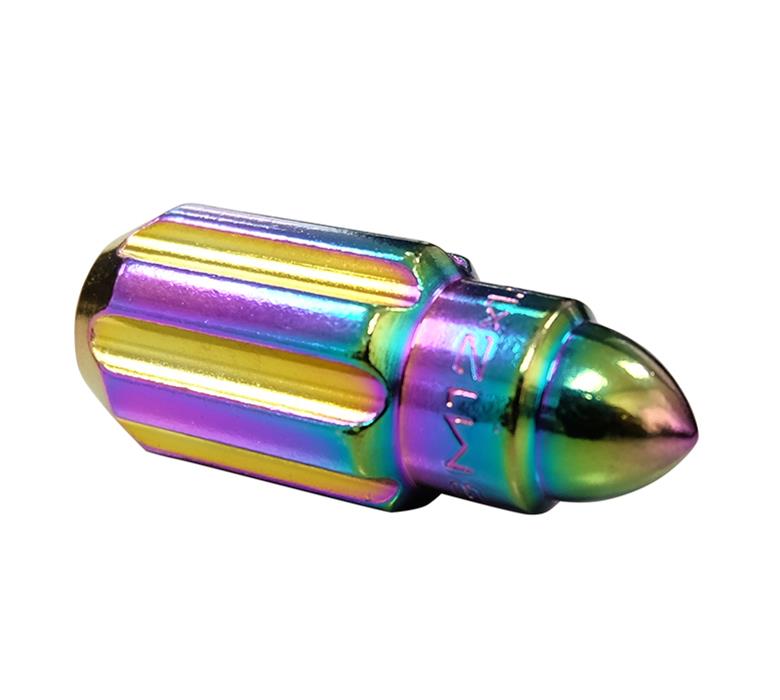 NRG 500 Series M12 X 1.25 Bullet Shape Steel Lug Nut Set - 21 Pc w/Lock Key - Neochrome thumbnail 5