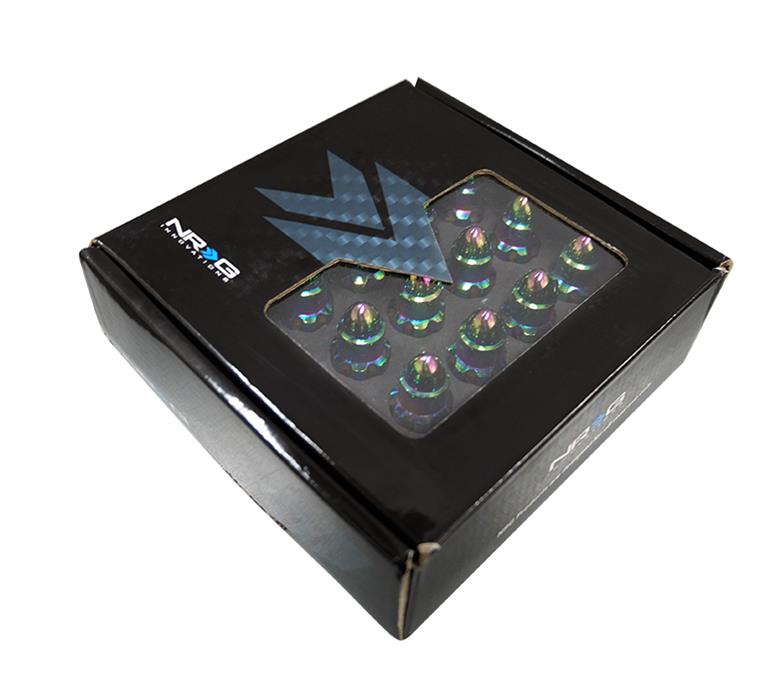 NRG 500 Series M12 X 1.25 Bullet Shape Steel Lug Nut Set - 21 Pc w/Lock Key - Neochrome thumbnail 3