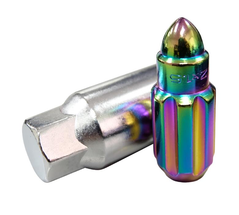 NRG 500 Series M12 X 1.25 Bullet Shape Steel Lug Nut Set - 21 Pc w/Lock Key - Neochrome thumbnail 4