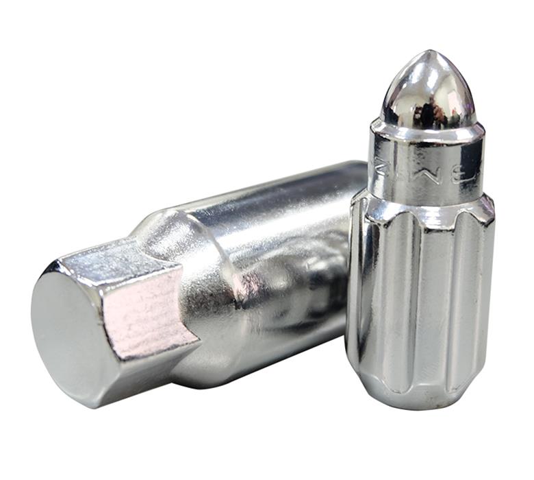 NRG 500 Series M12 X 1.25 Bullet Shape Steel Lug Nut Set - 21 Pc w/Lock Key - Silver thumbnail 3