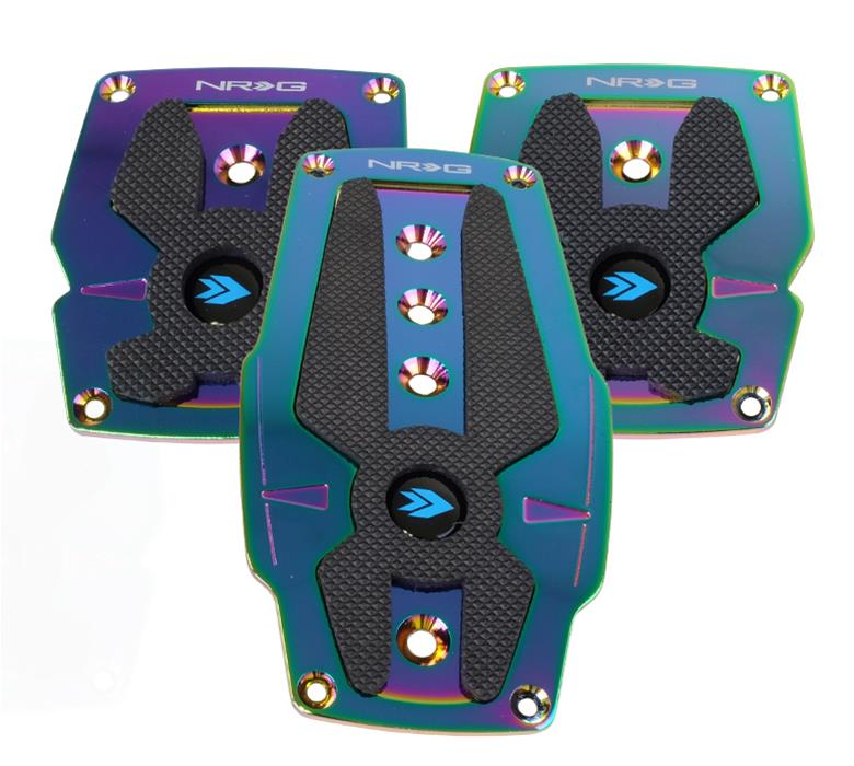 NRG Aluminum Sport Pedal M/T - Neochrome w/Black Rubber Inserts thumbnail 2