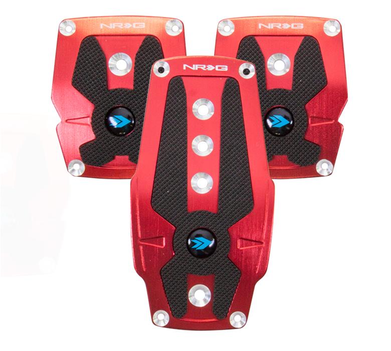 NRG Brushed Aluminum Sport Pedal M/T - Red w/Black Rubber Inserts thumbnail 2